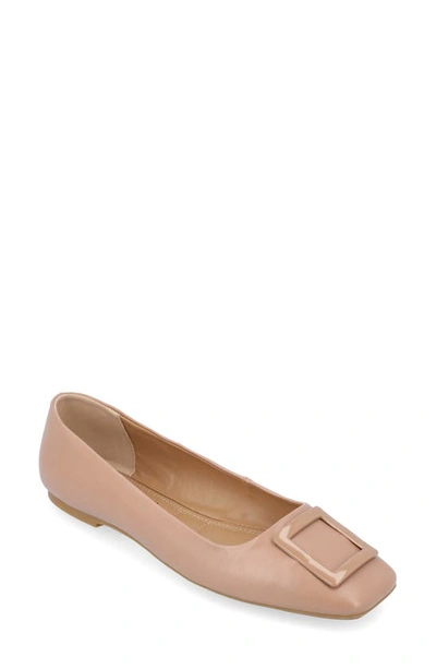 Journee Collection Zimia Square Buckle Flat In Tan