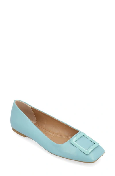 Journee Collection Zimia Square Buckle Flat In Aqua