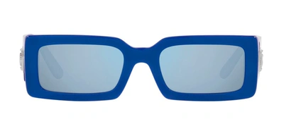 Dolce & Gabbana Logo-plaque Rectangle-frame Sunglasses In Blue