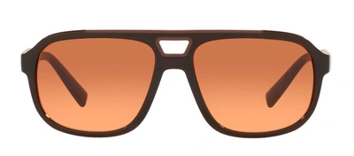 Dolce & Gabbana Men's Double-bridge Gradient Rectangle Sunglasses In Orange