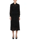 Tory Burch Long-sleeve Velvet Devore Midi Dress In Black