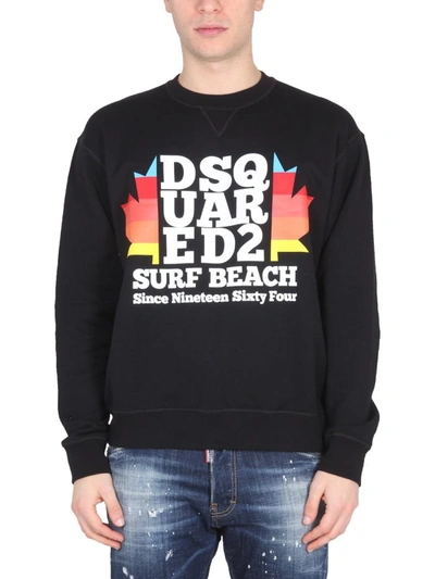 Dsquared2 Surf Beach Cotton Sweatshirt In Black