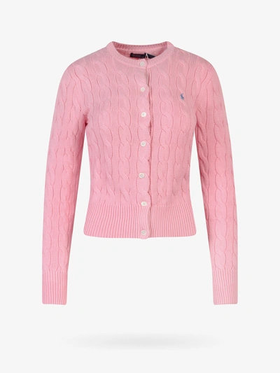 Polo Ralph Lauren Cable-knit Cotton Cardigan In Pink