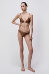Jonathan Simkhai Emmalynn Strappy Bikini Bottom In Bronze
