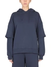 Rotate Birger Christensen Double-sleeve Organic Cotton Hoodie In Blue