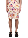 Marni Multicolor Printed Silk Bermuda Shorts In Ivory