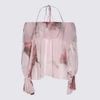 Blumarine Printed Silk Blouse In Pink/mauve/orchid