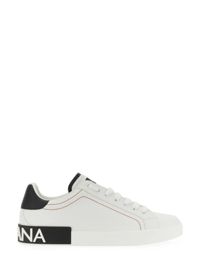 Dolce & Gabbana Portofino Sneakers In Leather In White