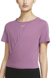 Nike Dri-fit One Luxe Short-sleeve Top In Light Bordeaux