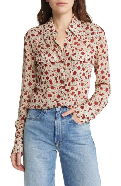 Rag & Bone Farren Floral Button-up Shirt In Red