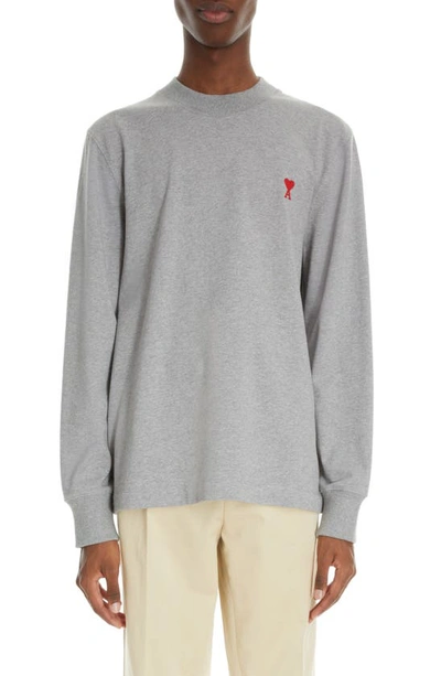 Ami Alexandre Mattiussi Logo Organic Cotton Jersey Sweatshirt In Heather Grey,red