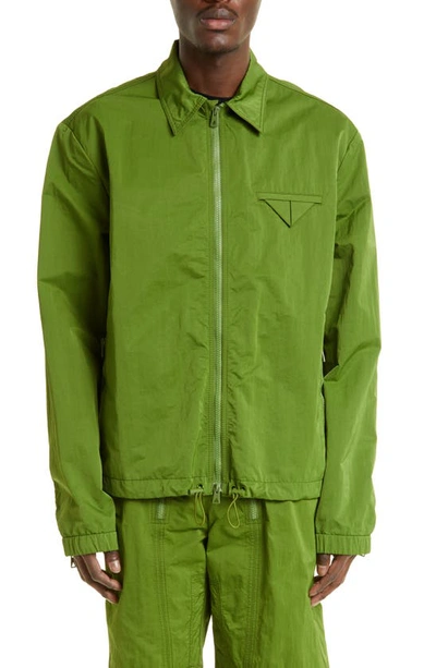 Bottega Veneta Tech Nylon Triangle Pocket Jacket In Green