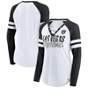 Fanatics Branded White/black Las Vegas Raiders True To Form Raglan Lace-up V-neck Long Sleeve T-shir In White