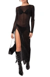 Edikted Glitter Mesh Slit Maxi Dress In Black
