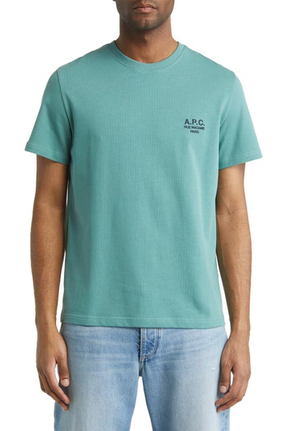 Apc New Raymond Logo Embroidered T-shirt In Green Cotton