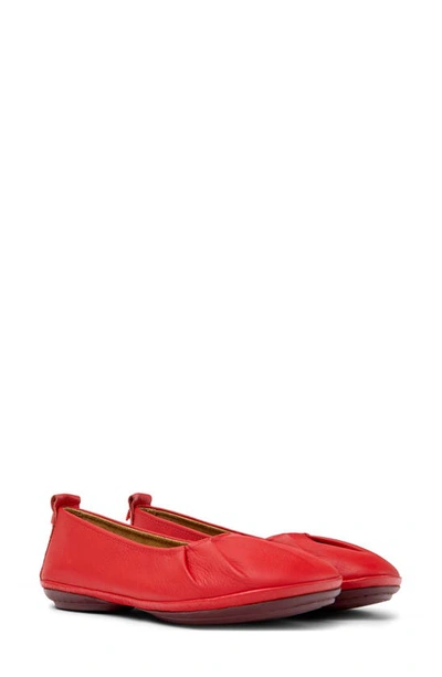 Camper Right Nina Leather Ballerina Shoes In Red