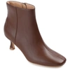 Journee Collection Women's Kelssa Wide Width Square Toe Kitten Heel Dress Booties In Brown