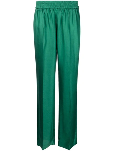 Red Valentino Straight-leg Satin Trousers In Green