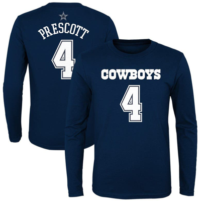 Outerstuff Kids' Youth Boys Dak Prescott Navy Dallas Cowboys Mainliner Player Name Number Long Sleeve T-shirt