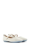 Camper Right Nina Perforated Mary Jane Flat In White Natural