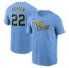Nike Men's Christian Yelich Powder Blue Milwaukee Brewers City Connect Fuse Name Number T-shirt In Powder Blue