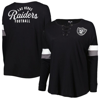 New Era Black Las Vegas Raiders Plus Size Athletic Varsity Lace-up V-neck Long Sleeve T-shirt In Black