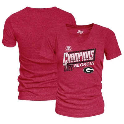 Blue 84 Red Georgia Bulldogs 2022 Sec Football Conference Champions Locker Room V-neck T-shirt