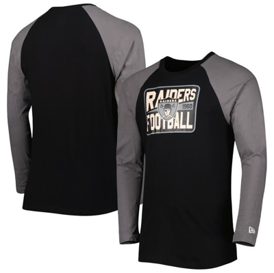 New Era Black Las Vegas Raiders Throwback Raglan Long Sleeve T-shirt