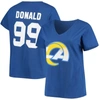 Fanatics Women's Plus Size Aaron Donald Royal Los Angeles Rams Name Number V-neck T-shirt In Royal