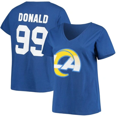 FANATICS FANATICS BRANDED AARON DONALD ROYAL LOS ANGELES RAMS PLUS SIZE NAME & NUMBER V-NECK T-SHIRT