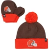 47 INFANT '47 BROWN/ORANGE CLEVELAND BROWNS BAM BAM CUFFED KNIT HAT WITH POM & MITTENS SET