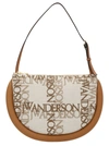 Jw Anderson Embroidered Fabric Bumper Moon Shoulder Bag In Beige