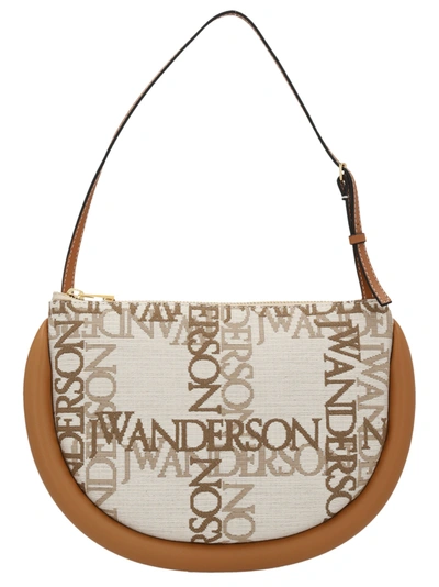 Jw Anderson The Bumper-moon Monogram Leather Bag In Natural,pecan