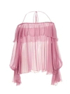 Blumarine Silk Chiffon Off-the-shoulder Top In Pink