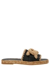 Tod's Kate Leather And Jute Slides In Black