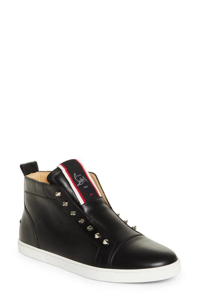 Christian Louboutin F.a.v Fique A Vontarde Mid-cut Leather Sneakers In Black