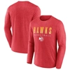 Fanatics Branded Heathered Red Atlanta Hawks Where Legends Play Iconic Practice Long Sleeve T-shirt In Heather Red