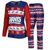Foco Royal New York Giants Holiday Ugly Pajama Set In Royal