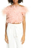 Cult Gaia Sosha Off The Shoulder Feather Silk Top In Azalea