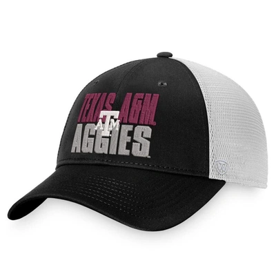 TOP OF THE WORLD TOP OF THE WORLD BLACK/WHITE TEXAS A&M AGGIES STOCKPILE TRUCKER SNAPBACK HAT