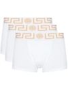 Versace Pack Of 3 Greca Stretch Boxer Briefs In White