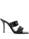 ALEXANDER MCQUEEN ALEXANDER MCQUEEN PUNK DOUBLE BUCKLE LEATHER SANDALS