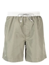 Brunello Cucinelli Embroidered-logo Swim Shorts In Green