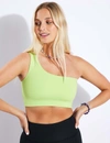Girlfriend Collective Bianca One-shoulder Stretch-recycled Polyester Sports Bra In Key Lime