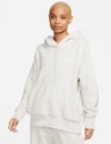 Nike Women's  Sportswear Club Fleece Pullover Hoodie In Oatmeal Heather/white