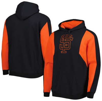 Mitchell & Ness Men's  Black And Orange San Francisco Giants Colorblocked Fleece Pullover Hoodie In Black,orange