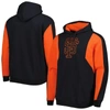 Mitchell & Ness Men's  Black And Orange San Francisco Giants Colorblocked Fleece Pullover Hoodie In Black