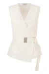 Fabiana Filippi Embellished Wrap Blouse In Ivory