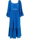 See By Chloé Embroidered Midi Dress In Blue