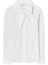 Tory Burch Scalloped Poplin Bow Blouse In White